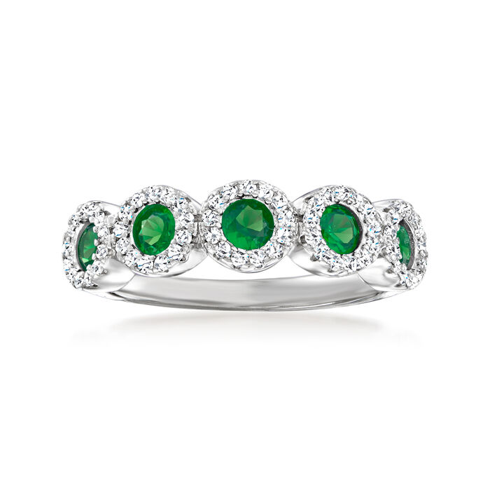 .70 ct. t.w. Simulated Emerald and .30 ct. t.w. CZ Ring in Sterling Silver