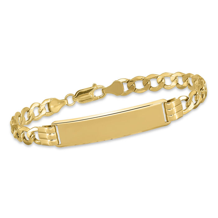 Men's 14kt Yellow Gold Three-Initial Curb-Link ID Bracelet