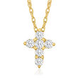 .10 ct. t.w. Diamond Petite Cross Necklace in 10kt Yellow Gold