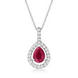 1.00 Carat Ruby and .26 ct. t.w. Diamond Pendant Necklace in 14kt White Gold