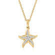 .10 ct. t.w. Diamond Starfish Pendant Necklace in 18kt Gold Over Sterling