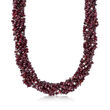 860.00 ct. t.w. Garnet and 3.5-4mm Cultured Pearl Torsade Necklace with 18kt Gold Over Sterling