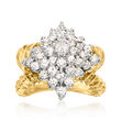 C. 1970 Vintage 1.75 ct. t.w. Diamond Cluster Ring in 14kt Yellow Gold