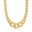 Italian 14kt Yellow Gold Large Graduated Link Necklace