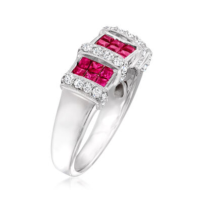 1.20 ct. t.w. Ruby and .65 ct. t.w. Diamond Ring in 18kt White Gold