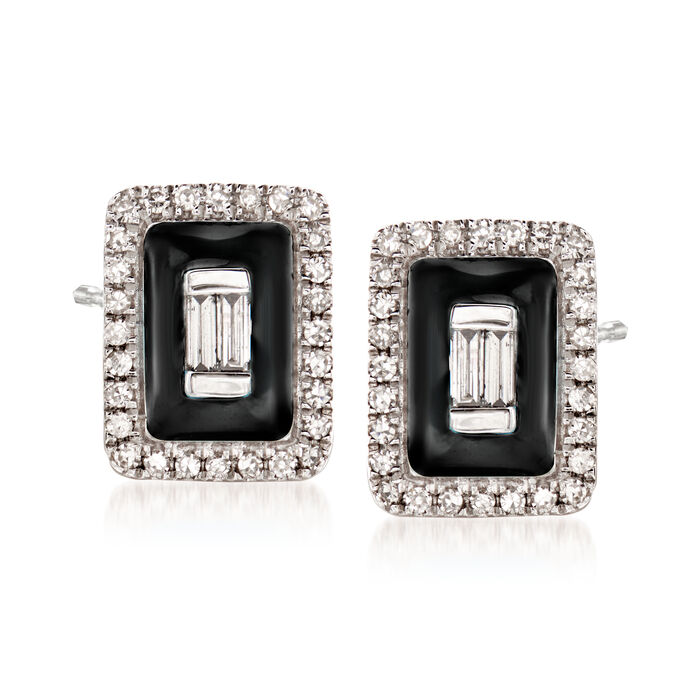 .20 ct. t.w. Diamond Earrings with Black Enamel in 18kt White Gold