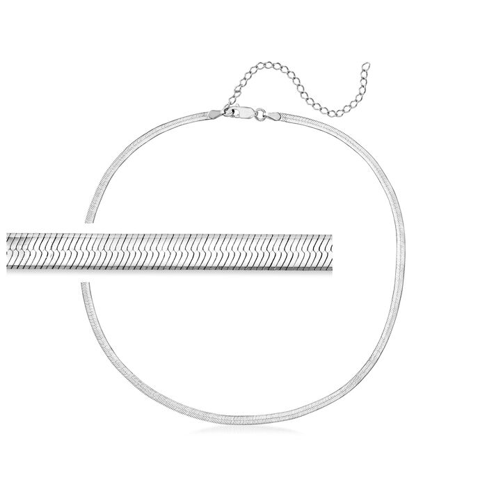 Italian 3.1mm Sterling Silver Herringbone Choker Necklace