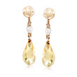 C. 1960 Vintage 4mm Cultured Baroque Pearl and 6.00 ct. t.w. Citrine Clip-On Earrings in 14kt Yellow Gold
