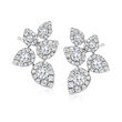 1.30 ct. t.w. Diamond Floral Cluster Earrings in 14kt White Gold