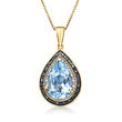5.50 Carat Sky Blue Topaz and .20 ct. t.w. Blue Diamond Pendant Necklace with White Diamond Accents in 18kt Gold Over Sterling
