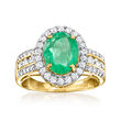 2.30 Carat Emerald Ring with .90 ct. t.w. Diamonds in 14kt Yellow Gold