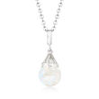 Floating Opal Pendant Necklace in Sterling Silver