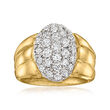 C. 1980 Vintage 1.26 ct. t.w. Diamond Cluster Ring in 18kt Yellow Gold