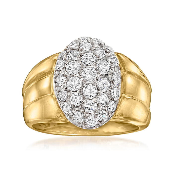C. 1980 Vintage 1.26 ct. t.w. Diamond Cluster Ring in 18kt Yellow Gold