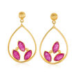 3.00 ct. t.w. Pink Quartz Open Teardrop Earrings in 18kt Gold Over Sterling