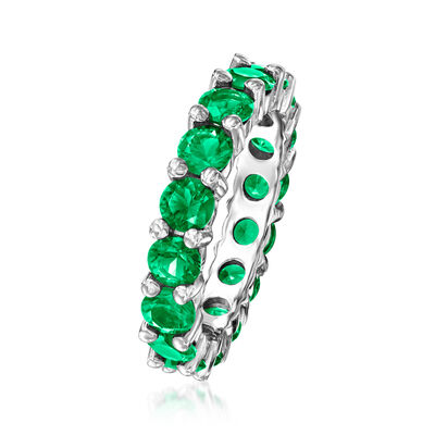 3.40 ct. t.w. Simulated Emerald Eternity Band in Sterling Silver