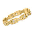 Men's 2.50 ct. t.w. CZ Link Bracelet in 18kt Yellow Gold Plate Over Stainless Steel