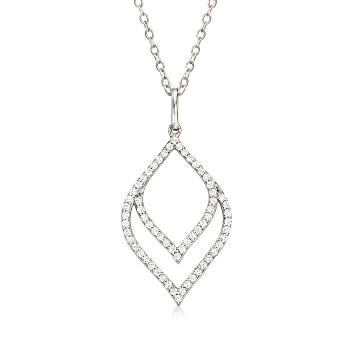 .33 ct. t.w. Diamond Double-Leaf Pendant Necklace in Sterling Silver