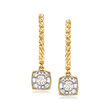 .32 ct. t.w. Diamond Beaded-Edge Hoop Drop Earrings in 14kt Yellow Gold