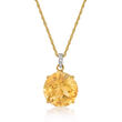 6.50 Carat Citrine Pendant Necklace in 14kt Yellow Gold