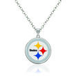 Sterling Silver NFL Pittsburgh Steelers Enamel Pendant Necklace. 18&quot;