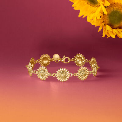 Italian 18kt Gold Over Sterling Sunflower Bracelet