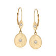 14kt Yellow Gold Disc Drop Earrings with Diamond Accents