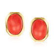 C. 1970 Vintage Red Coral Earrings in 14kt Yellow Gold