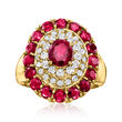 C. 1980 Vintage 2.85 ct. t.w. Ruby and .68 ct. t.w. Diamond Ring in 18kt Yellow Gold