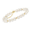 6.5-7mm Cultured Pearl and 14kt Yellow Gold Bead Station Bracelet