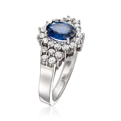 1.50 Carat Sapphire and .65 ct. t.w. Diamond Ring in 14kt White Gold