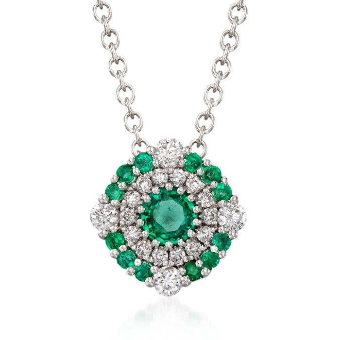 Gregg Ruth .40 ct. t.w. Emerald and .23 ct. t.w. Diamond Necklace in 18kt White Gold