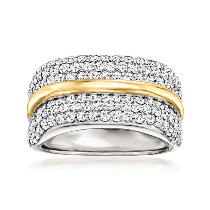 1.25 ct. t.w. Pave Diamond Ring in Sterling Silver with 14kt Yellow Gold