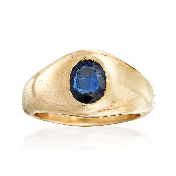 C. 1980 Vintage 1.25 Carat Sapphire Ring in 18kt Yellow Gold