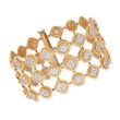 C. 2000 Vintage 7.00 ct. t.w. Pave Diamond Wide Bracelet in 14kt Two-Tone Gold