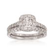 1.40 ct. t.w. Diamond Bridal Set: Engagement and Wedding Rings in 14kt White Gold
