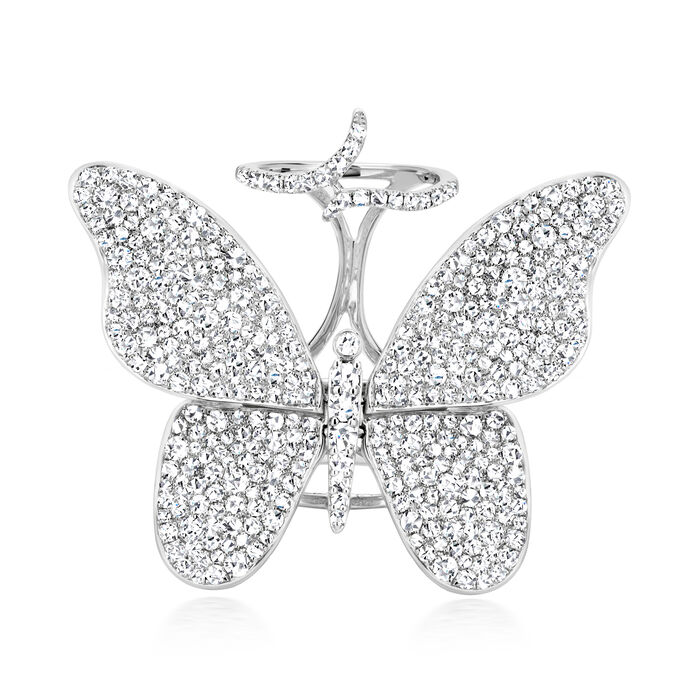 5.58 ct. t.w. Diamond Butterfly Double Ring in 18kt White Gold