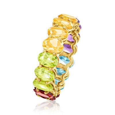 7.50 ct. t.w. Multi-Gemstone Eternity Band in 18kt Gold Over Sterling
