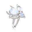 Moonstone and 2.90 ct. t.w. Rock Crystal Bee Ring with White Topaz Accents in Sterling Silver