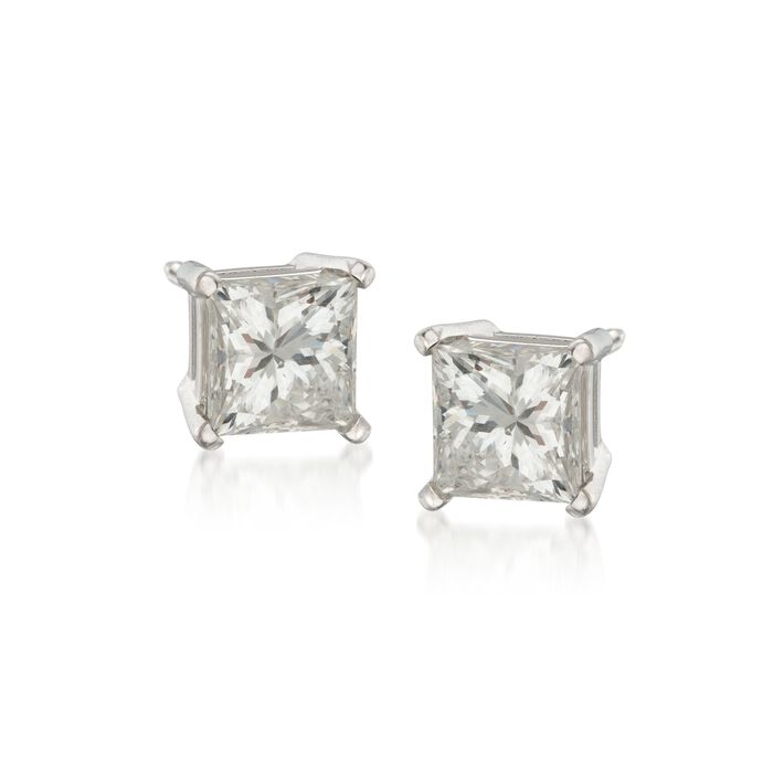 .33 ct. t.w. Princess-Cut Diamond Stud Earrings in 14kt White Gold