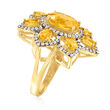 4.50 ct. t.w. Citrine and White Topaz Flower Ring in 18kt Gold Over Sterling
