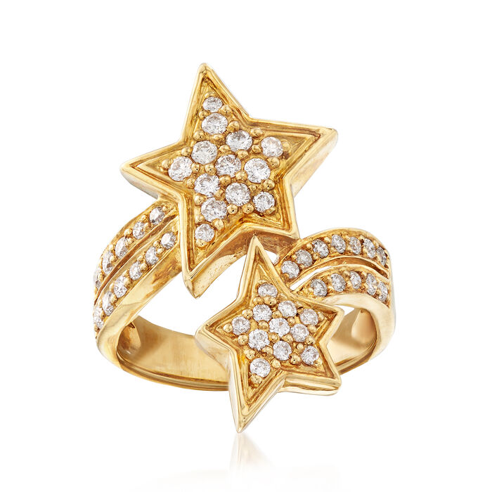 C. 1980 Vintage .70 ct. t.w. Diamond Bypass Star Ring in 18kt Yellow Gold