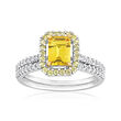 1.00 ct. t.w. Yellow Sapphire Ring with .26 ct. t.w. Diamonds in 14kt White Gold