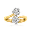 C. 1990 Vintage .20 ct. t.w. Diamond Flower Bypass Ring in 18kt Two-Tone Gold