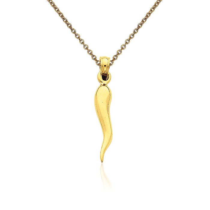 14kt Yellow Gold Italian Horn Pendant Necklace