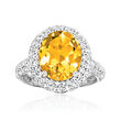 4.30 Carat Citrine Ring with 1.30 ct. t.w. White Topaz in Sterling Silver