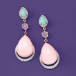 Pink Opal and .60 ct. t.w. Multi-Gemstone Drop Earrings in 18kt Rose Gold Over Sterling Silver