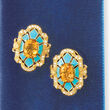 3.60 ct. t.w. Citrine and .40 ct. t.w. White Topaz Earrings with Blue Enamel in 18kt Gold Over Sterling