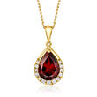 2.00 Carat Garnet Pendant Necklace with .13 ct. t.w. Diamonds in 14kt Yellow Gold