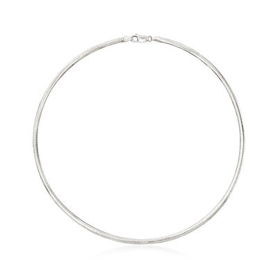 Italian 4mm Reversible Omega Necklace in Two-Tone Sterling Silver
